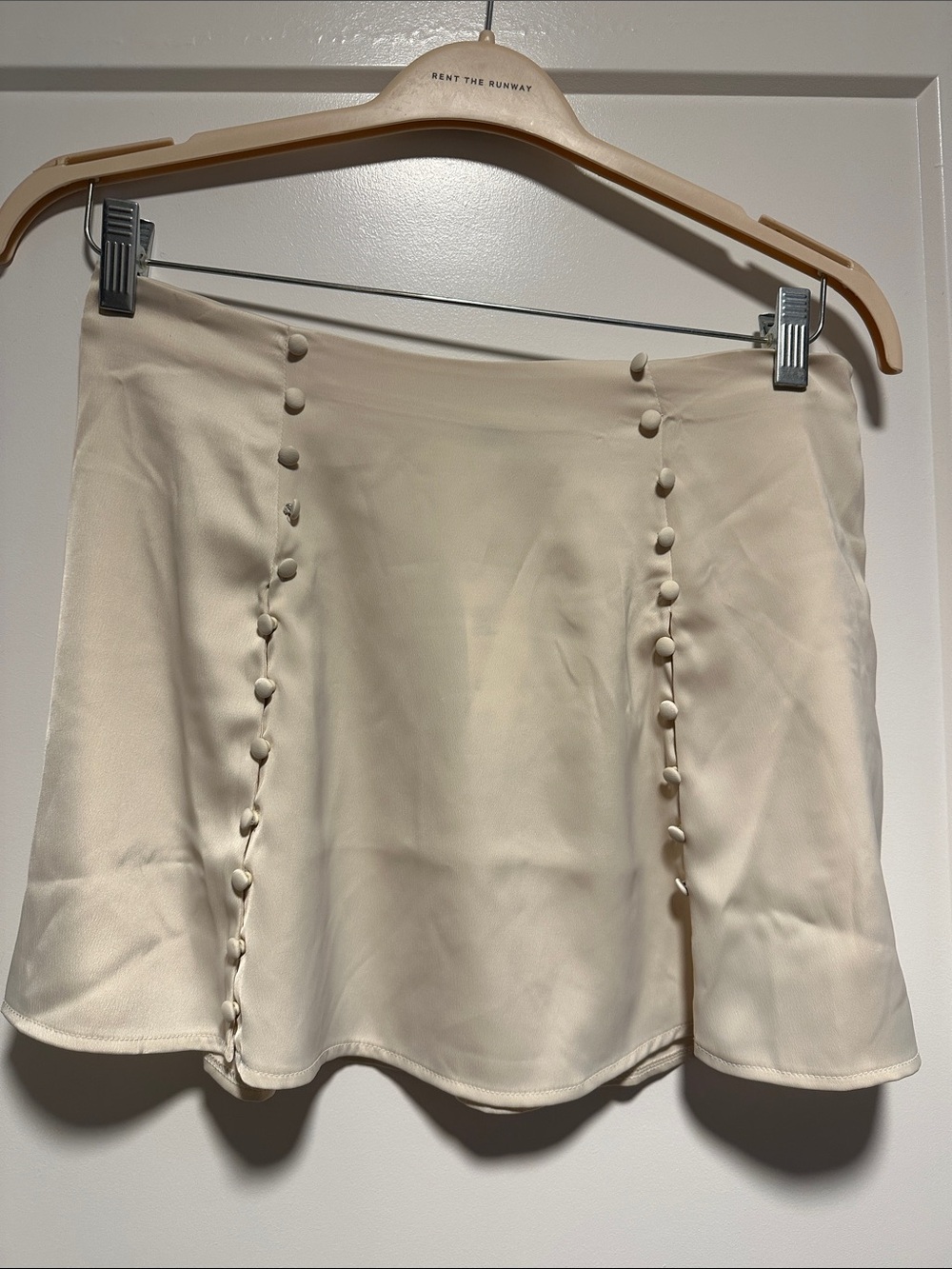 Urban Outfitters Cream Mini Skirt with Covered Button Trim